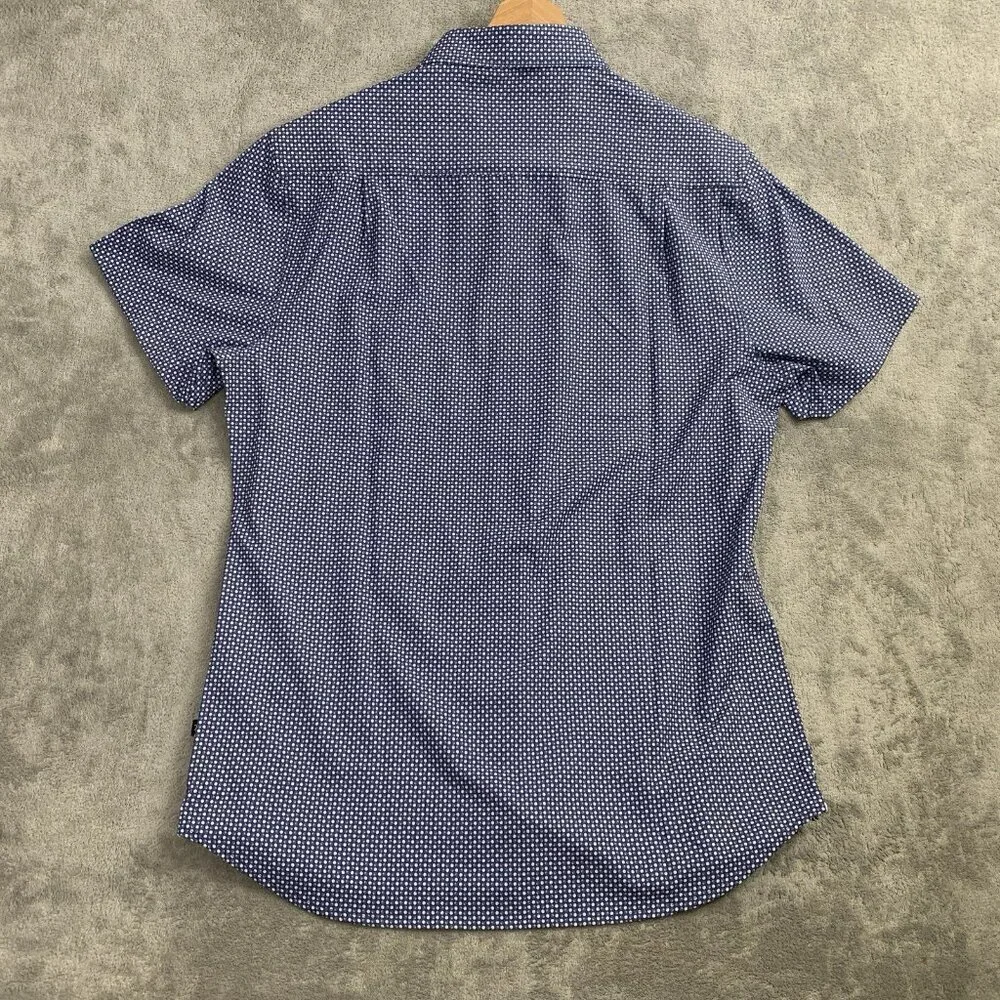 7 Diamonds Shirt Mens Small Blue Deep Water 4 Way Stretch Woven Button Up Preppy